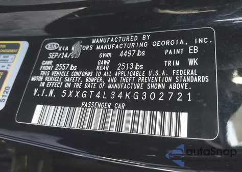 2019 Kia Optima Lx from USA, damaged, VIN 5XXGT4L34KG302721